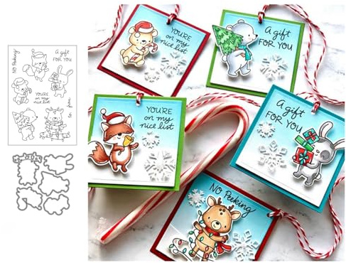Weihnachts-Tiere Silikon Stempel und Metall Stanzschablone für Kartenherstellung