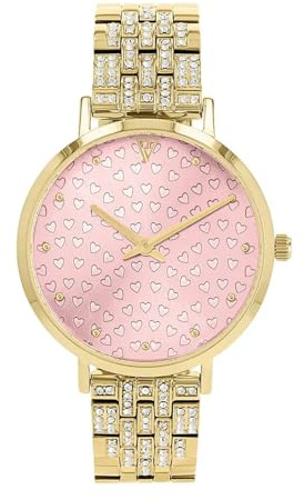PAUL VALENTINE - Damen Quarz Armbanduhr - Edelstahl - Vergoldet/Golden - mit Zirkonia Stein - Herz Design - PV-W0001