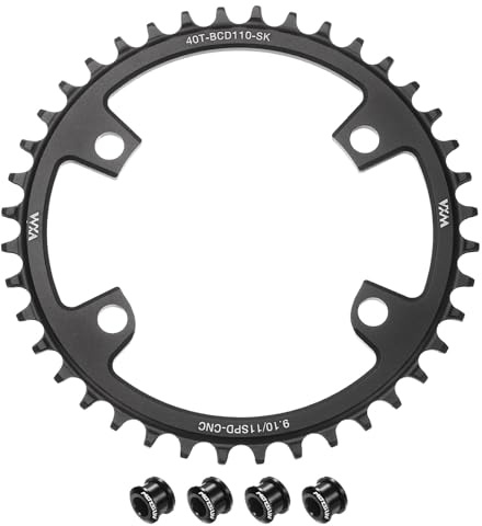 sourcing map 110BCD - Plato de bicicleta 40T 7/8/9/10/11 velocidades, 168 mm de diámetro, redondo, de aluminio, estrecho, con tornillos, para bicicleta de carretera MTB, color negro