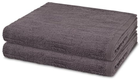 Ross 2er Set Duschtücher – Premium Walkfrottee aus 100% Baumwolle, 500 g/m², 70x140 cm, Flauschig weich, hochsaugfähig & langlebig – Edles Design – Perfekt für das tägliche Wohlfühlen - Schiefer