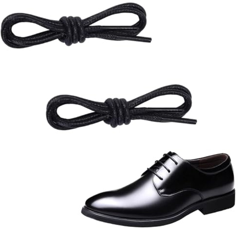 Heyumybit 2 Pares Cordones Redondos Encerados,Cordones de Negocios,ø2.5mm Redondos Oxford Cordones para Hombre y Mujer,Zapatos de Cuero,Zapatos de Traje