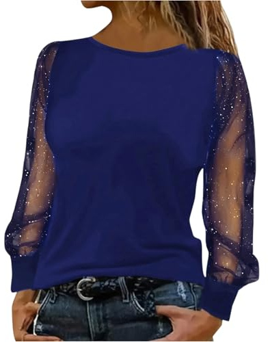 Haut Femme Chic Et Elegant, Blouse Femme Grande Taille Transparent Tenue Sexy Body Soiree Haut Adulte Festive Oversize Fashion Guinguette Top Perfecto Carnaval Costume 2#Bleu Roi 3XL