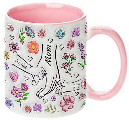 Easycosy Mothers Day Mum Gifts Personalised Mug (11oz/15oz) Custom Ceramic Coffee Mug Cup with Name Personalised Gifts Mother's Day Anniversary Birthday Gifts for Mum Mummy from Daughter Son