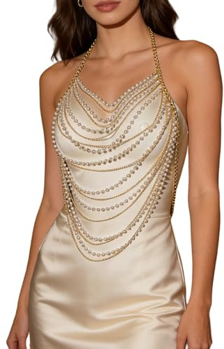 Körperketten, BH, Perlen, Bikinis, Brust, Raves, Nachtclub-Zubehör, Schmuck, Geschenke für Frauen, Mädchen, BH, Perlen, Bikinis, Brust