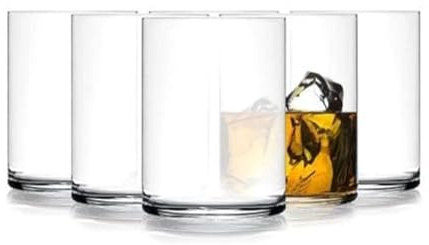 Luigi Bormioli Top Class 15.25 oz All Purpose Glasses - Set of 6 Durable Lead-Free Crystal Drinkware with Reinforced Rims & Minimalist Design - Elegant Glassware for Home or Bar Use