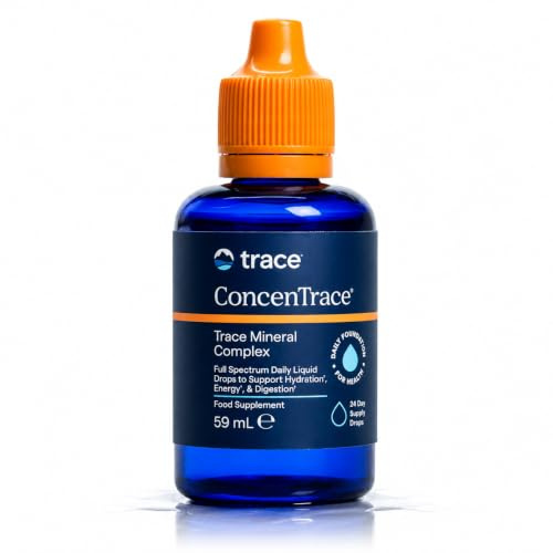 Trace Minerals ConcenTrace® Gotas de Minerales, Minerales Líquidos de Agua de Mar, Concentrado de Minerales con Magnesio y Electrolitos, Vegano, Sin Aditivos, 59 ml