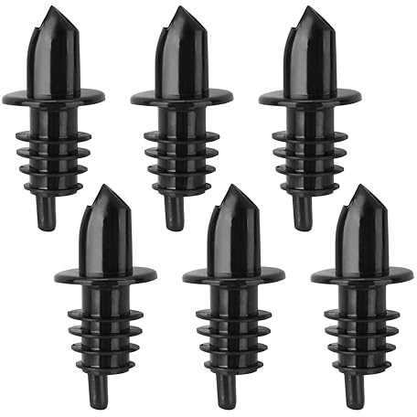 New Star Foodservice 48476 Plastic Liquor Pourer Stopper, Black, Set of 6
