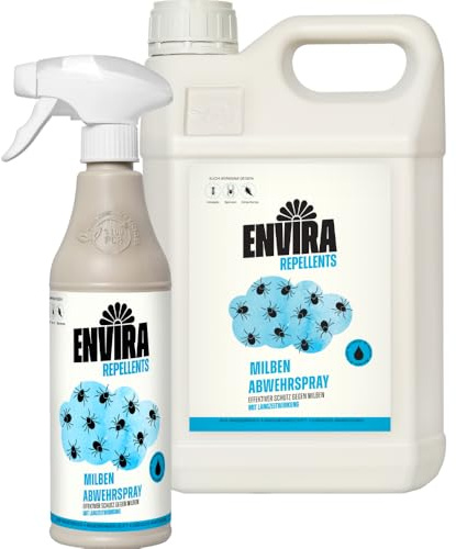 Envira Milbenspray 500 ml + 5 Liter - wirksam gegen Hausstaubmilben | Milben Spray mit Langzeitwirkung & Milbenschutz für Matratzen in der Wohnung, zuverlässiges Milbenmittel