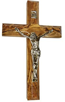 Bethlehem Gifts TM Wall Cross Crucifix Olive Wood Olivewood Bethlehem Holy Land Jerusalem 10 Inches