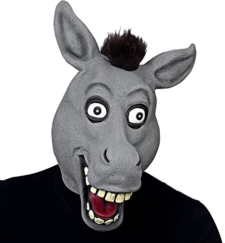 W WIDMANN MILANO Party Fashion - Máscara integral de burro | Máscara con ojos gigantes y pelo de felpa para el carnaval y las fiestas temáticas