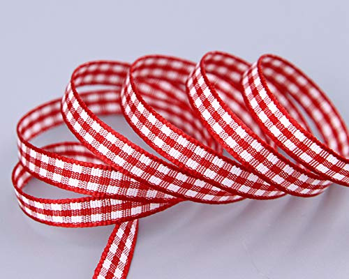 finemark 25 m x 6 mm Dekoband KARO Klassik ROT Schleifenband kariert Geschenkband ohne Draht zum dekorieren nähen