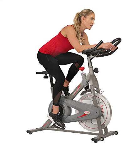 Sunny Health & Fitness Synergy Exercise Bike with 30LB Flywheel, Silent Belt Drive & Magnetic Resistance, Indoor Bicycle with 275 LB User Weight Capacity, Tablet Mount, Adjustable Seats – SF-B1879