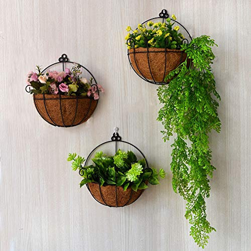 ZZXY Redondo Medio Tiesto Cesto para Colgar de la Pared Siembra Maceta Exterior Coco Decoración del Jardín
