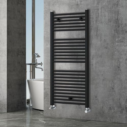 Kibath L420603 Noir G Sèche-Serviettes radiateur à intégrer dans Le Circuit d'eau Chaude, Tubes en Acier avec Finition laquée, 1200 x 500 cm. Compatible avec Un réseau de Chauffage Standard