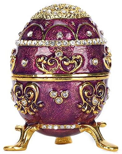 Faberge Ei Schmuckkästchen,Zinklegierung Vintage Handbemalt Einzigartiger Aufklappbarer Schmuckringhalter Sammlerfiguren Aufbewahrungsboxen für Hochzeitsdekoration, Kunstsammlung,Weihnachtsgeschenke