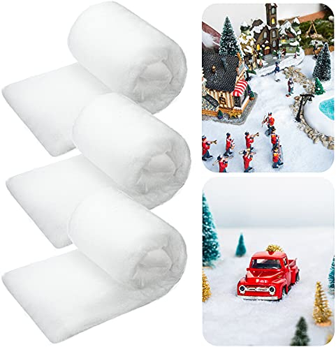 BBTO Weihnachten Schneedecken Set Künstliche Schneematte für Weihnachten Dorf Hintergrund Dekorationen (3 Stücke, 15,7 Zoll x 4,9 Feet)