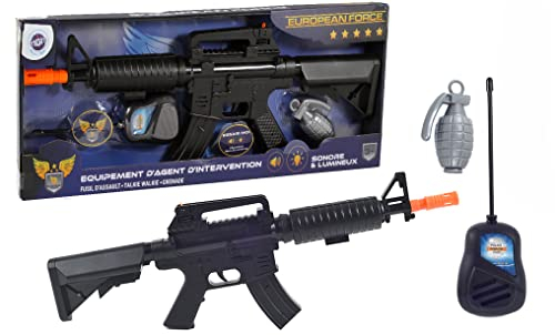 EUROPEAN FORCE - Maskinpistol - maskeradtillbehör - 183302 - svart - plast - militär - barnleksak - karneval - kostym - 61 cm x 35 cm - Från 3 år