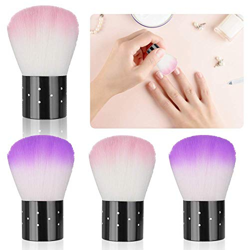 Norhogo Set di 4 pennelli per la pulizia delle unghie, per la polvere delle unghie, per la polvere delle unghie, per nail art (2 rosa + lilla) per il trucco e il trucco