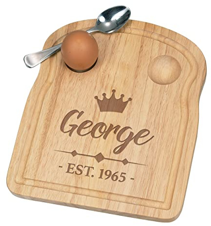 Personnalisé Fofolle Coquetier Board Couronne Établit Date Tout Nom Petit Déjeuner en Bois Personnalisé Pâques