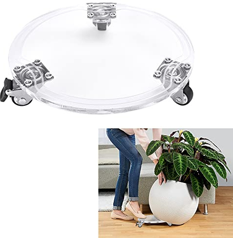 CODIRATO Plant Caddy 22cm Plant Pot Round Wheels Acrylic Plant Stand Mover Flower Pot Mover Rollers Dolly Trolley Tray Pallet Mover Trolley Caddy for Potted Plants Outdoor and Indoor