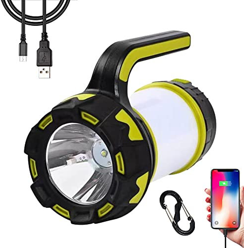 LED Handscheinwerfer, Campinglampe mit 3000 mAh Powerbank, 6 Modi Camping Laterne mit Warnlicht, IPX6 Wasserdicht Taschenlampen für Outdoor, Pannen, Zelt, Notfall Usw
