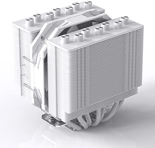 ID-COOLING SE-207-XT Slim Snow 135mm Höhe Weißer CPU-Kühler 7 Heatpipes Dual-Tower CPU-Luftkühler mit 120mm PWM-Lüfter TDP 220W, CPU-Lüfter für Intel 1700/1200/115X, AMD AM5/AM4