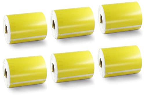 BETCKEY - 6 Rollen Gelb Versandetiketten Kompatibel mit DYMO S0904980, 104mm x 159mm, 1320 Farbige Etiketten für LabelWriter 4XL, NICHT passend 5XL