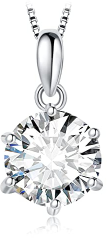 JewelryPalace Collar Plata Mujer con 2ct Circonita Corte Redonda, Solitario Colgante Clásico con Diamante Simulado, Collar Niña en Cadena 45cm con Piedra Preciosa Brillante, Conjunto Joyas para Novia