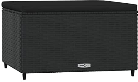 vidaXL Gartenhocker, Sitzhocker mit Kissen Stahlrahmen, Modular Hocker für Garten Terrasse, Fußhocker Gartenmöbel, Schwarz Poly Rattan
