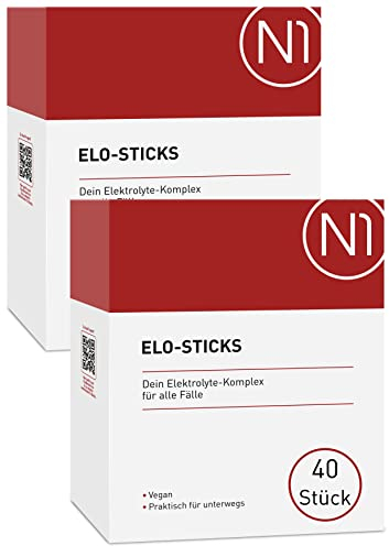 N1 Elo-Sticks Elektrolytpulver 40 Sticks - Elektrolyt Pulver mit Citrus-Geschmack - Elektrolyte Sport für schnelle Hydration & Mineralstoff-Ausgleich mit Salzen, Zucker, Mineralien