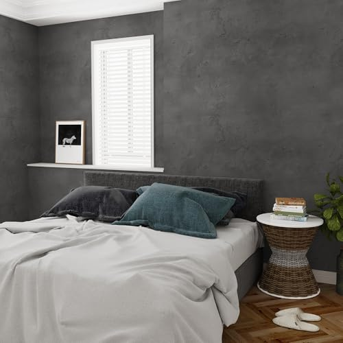 JSEVEM 80CM×9M Extra Wide Thick Dark Grey Concrete Wallpaper Peel and Stick Matte Textured Concrete Contact Paper Darker Gray Cement Wallpaper Vinyl Wrap Waterproof Wall Sticker for Bedroom Bathroom