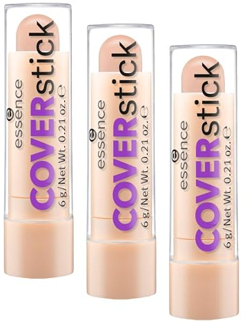 essence COVERstick, Concealer, Abdeckstift, Nr. 20 Matt Sand, nude, für Mischhaut, für unreine Haut, farbkorrigierend, mattierend, matt, vegan, ölfrei, ohne Parfüm (6g) (Packung mit 3)