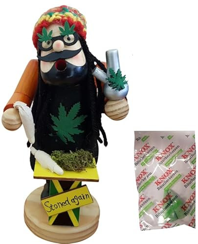 Weihnachtsmann Räuchermännchen aus Holz - Handbemalter Räuchermann Weihnachtsmann Diffuser für Räucherkerzen, Weihnachtsdeko - Inkl. 2X Knox Tannenduft Räucherkerzen - 18 cm (Kiffer)