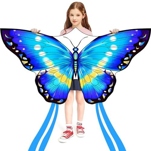 HONBO Aquilone a farfalla per bambini e adulti, 139,7 x 71,1 cm, grande aquilone per principianti per bambini dai 4 agli 8 anni, facile da far volare per principianti, ogni aquilone con manico da 91,4