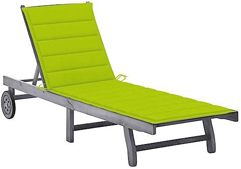 DYRJDJWIDHW gartenliege,sonnenliege,relaxliege,sonnenliege klappbar,Sonnenliege mit Auflage Grau Akazie Massivholzstrandliege klappbar leicht,campingliege,strandliege,