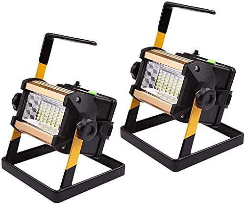 Générique Projecteur de Travail Rechargeable à LED 50 W, Lampe de Travail Portable d'extérieur étanche IP65 avec Lampe de Secours Flash Rouge Bleu, 1000 lumens, projecteur 6500 K pour Garage