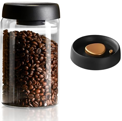 La Llareta 1200ml Bocaux de Stockage en Verre, Bocaux à Café Hermétique, Pot en Verre Borosilicaté, avec Couvercle en ABS, pour Café, Epices, Sucre, Biscuits, Bonbons