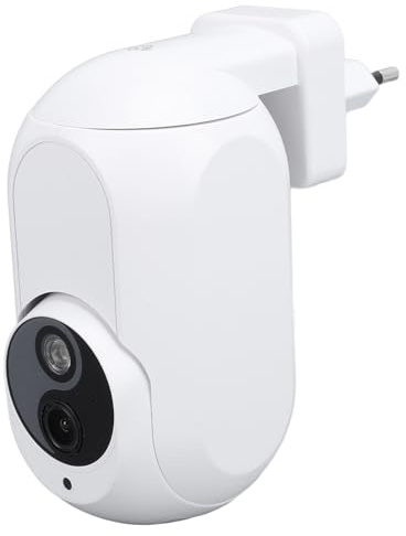 Depisuta Cámara de Seguridad Enchufable, 1080p HD Vista de 360° Cámara de Seguridad Inalámbrica WiFi con Inclinación Panorámica para Interiores con Visión Nocturna a Todo Color (Enchufe