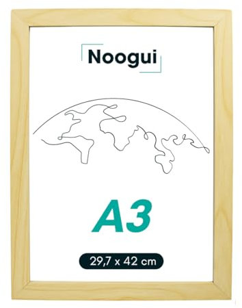 NOOGUI - Bilderrahmen a3 - Naturholz - 30x42 cm - Mit Antireflex‑Plexiglas - Für Fotos, Urkunden, Poster oder Puzzle - Vertikale und horizontale Positionierung - Stärke 2 cm - Leicht zu reinigen