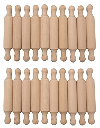 Uanratg 20PCS Mini Mattarelli in Legno Mattarello in Legno per, Piccolo Rullo per Pasta in Legno per Bambini in Cucina Vassoio A più Livelli in Legno