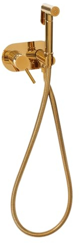 Doccetta per bidet per la pistola a spruzzo con forte pressione dell'acqua 1,5 m, tubo per acqua calda e fredda per la pulizia del bagno, facile da parete (oro)