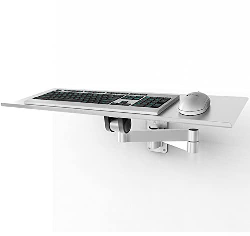Juego de rieles de sujeción for teclado, soporte for teclado, bandeja for teclado con brazo ajustable for montaje en pared con estante industrial, diseño flexible plateado, 2 brazos de 40 cm(2 arm40cm