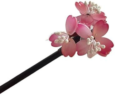 FO-17 Haarspangen, Gabeln, Holz, handgefertigt, Haarnadeln und Clips, Haarknotenhalter für Damen und Mädchen, Blume