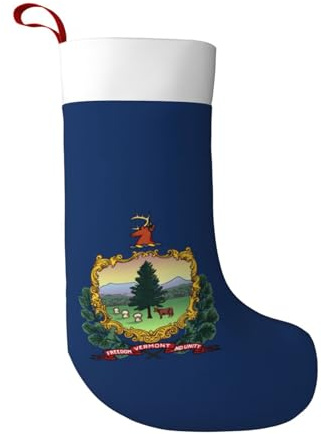 BREAUX Vermont Staatsflagge Weihnachtsstrümpfe, ultraweiche Samt-Weihnachtsstrümpfe, Kamindekoration, 45 cm