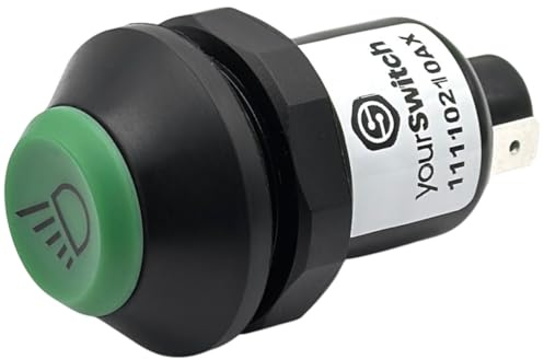 yourSwitch 11110210AX Druckschalter mit Arretierung: Arbeitsscheinwerfer grüner Knopf 12V Licht vorne, Front