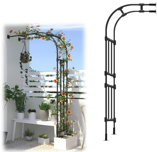 Rankhilfe Halbbogen Rosenbogen Gartenbogen Für Kletterpflanzen Aus Metall Torbogen Rankhilfe Breite 60/90/180/200/300/350/400cm Halber Bogen Rosen Spalier Rankbogen(Black,150x240x45cm)