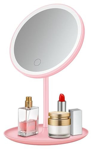 Homirty Specchio Trucco Con Luci, Specchio Ingranditore 5x, Specchio Cosmetico Con Ingrandimento, Specchio Make Up Led, Con 3 Modalità Di Illuminazione A Colori