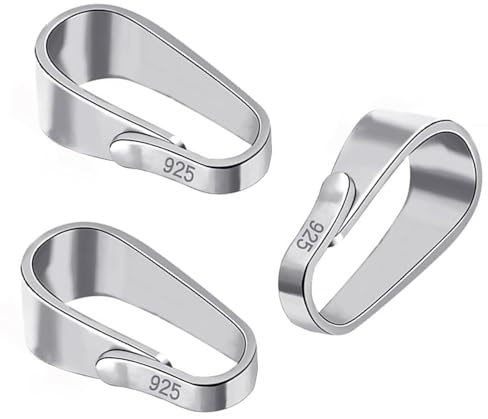 3 Stück Collierschlaufen 925 Sterling Silber, Ösen Schmuckverbinder Anhängerschlaufen Kettenverschluss Für Kettenanhänger DIY Schmuckherstellung Bastelarbeiten