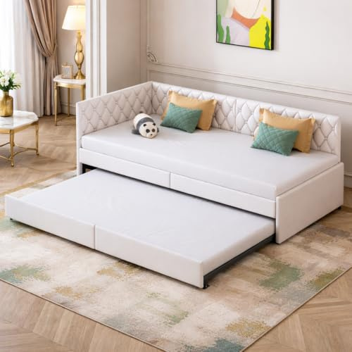 CXHLXYR - Sofá cama 90/180 x 200, sofá cama de 2 plazas convertible, 90 x 200, sofá cama con somier, camas nido multifuncionales de tejido terciopelo (Beige-B, 90/180 x 200)