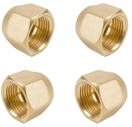 LONGHAO 4 pcs Split éCrou à Sertir,Bouchon à Sertir En Laiton,Laiton éCrous à Sertir PièCes Climatisation Raccords,3/8 Pouce Pour Conduite De FrigorigèNe Climatisation,Adaptateur Pour Hvac (2”1/4)